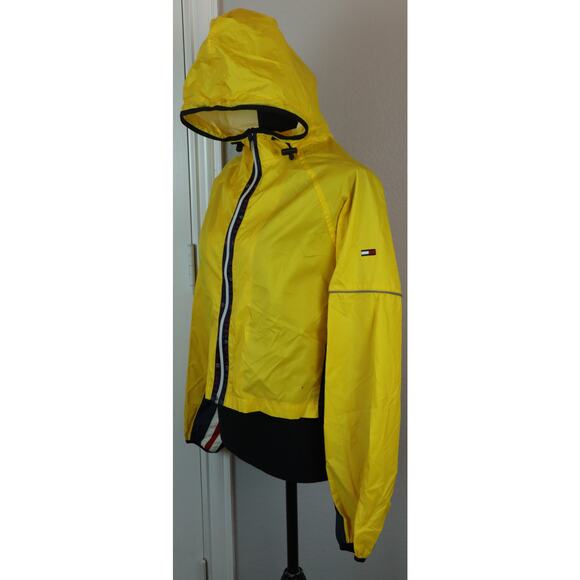 Vintage 90s Yellow Tommy Girl Tommy Hilfiger Windbreaker Jacket Flag Zip Hooded - Picture 3 of 10